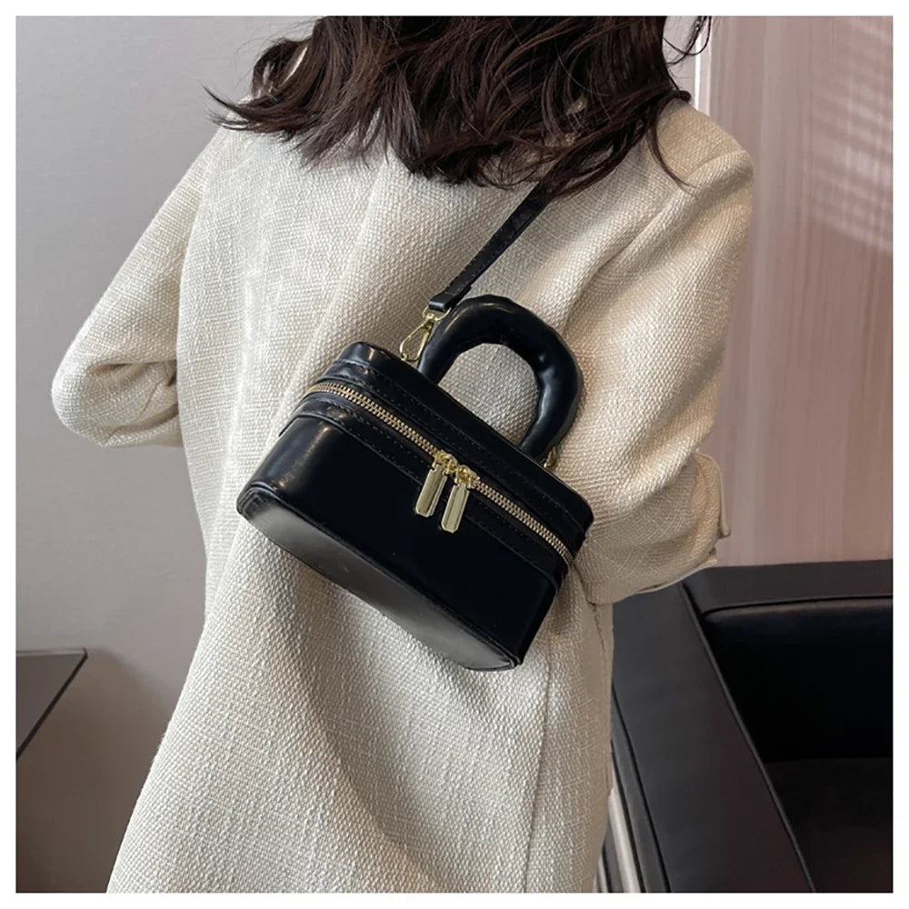 Light Luxury Design Sense Mini Crossbody Bag Korean Solid Oil Wax Leather High-end Texture Handbag Women Simple Small Square Bag