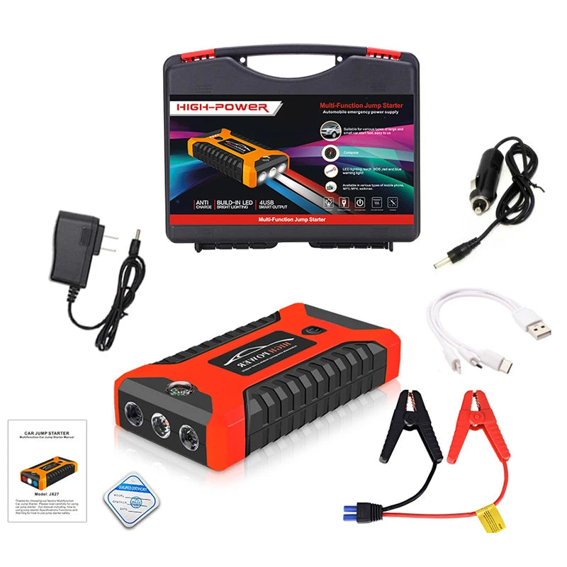 Démarreur de saut de voiture Portable, batterie externe 99800mAh, chargeur de démarrage d'urgence 600A 12V pour batterie Booster de voiture, dispositif de démarrage rapide