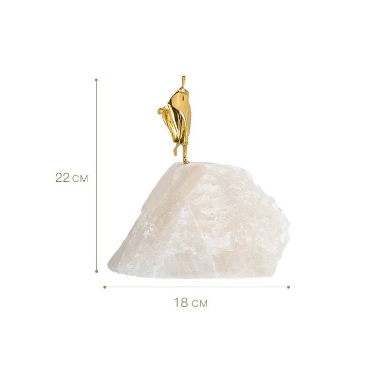 Creative Natural Crystal Stone Mountain Golden Character Ornament Handcraft Sculpture Golden Man Sculpture Home Decoration