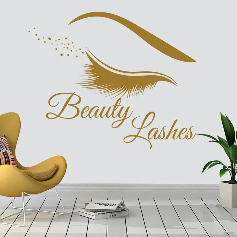 Modern Lashes Eyelashes Wall Sticker Vinyl Interior Home Decor Beauty Salon Decals Makeup Extension Window Wallpaper Mural A910