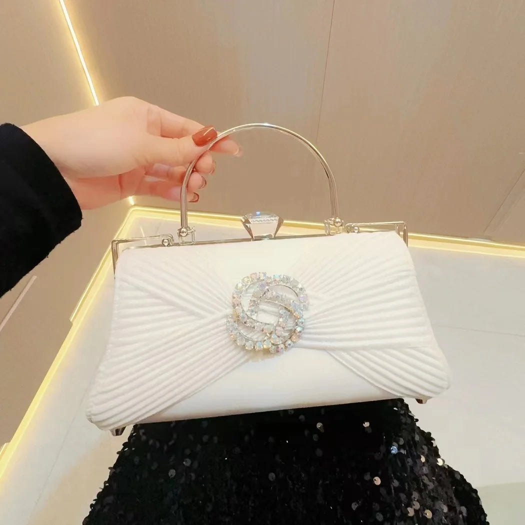 Women's Dinner Wedding Bag Studded Diamond Shoulder Crossbody Sequin Clutch Bag