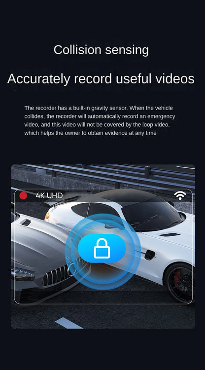 Caméra de tableau de bord cachée à 4 canaux, avec application 4K HD, Vision nocturne, moniteur de stationnement 24/7, capteur G, enregistrement en boucle, détection de mouvement, boîte noire WDR