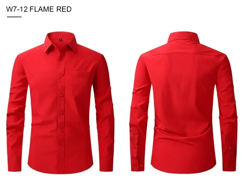 US Size Elastic Shirt New Men's Business and Leisure Long Sleeved Shirt Slim Fit Professional Dress Best-selling Seasonal Style