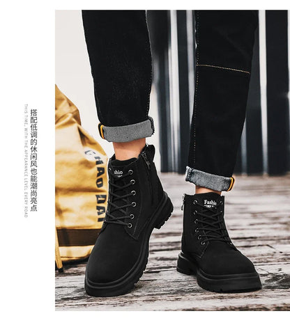 Platform Boots Men Dress Booty Man Men's Leather Winter Shoes Casual Sneakers Men's Safety Shoe Brown Boot High Heel Ankle Boots