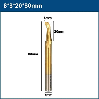 XCAN  Aluminum Spiral End Mill 8mm Shank HSS Milling Cutter Single Flute CNC Router Bit TiN Coated End Mill for Wood Cutting