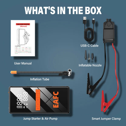 Démarreur de saut de voiture 12V 4 en 1, pompe de gonflage de pneus sans fil, compresseur d'air, batterie portable, démarrage, charge rapide