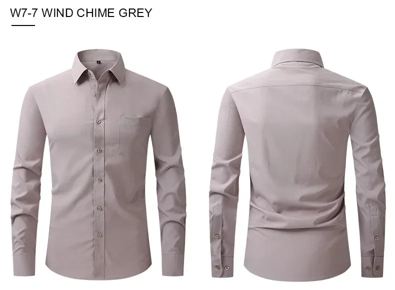 US Size Elastic Shirt New Men's Business and Leisure Long Sleeved Shirt Slim Fit Professional Dress Best-selling Seasonal Style