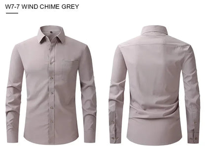 US Size Elastic Shirt New Men's Business and Leisure Long Sleeved Shirt Slim Fit Professional Dress Best-selling Seasonal Style