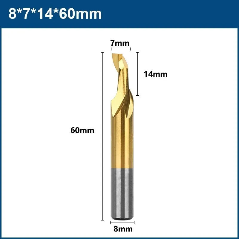 XCAN  Aluminum Spiral End Mill 8mm Shank HSS Milling Cutter Single Flute CNC Router Bit TiN Coated End Mill for Wood Cutting