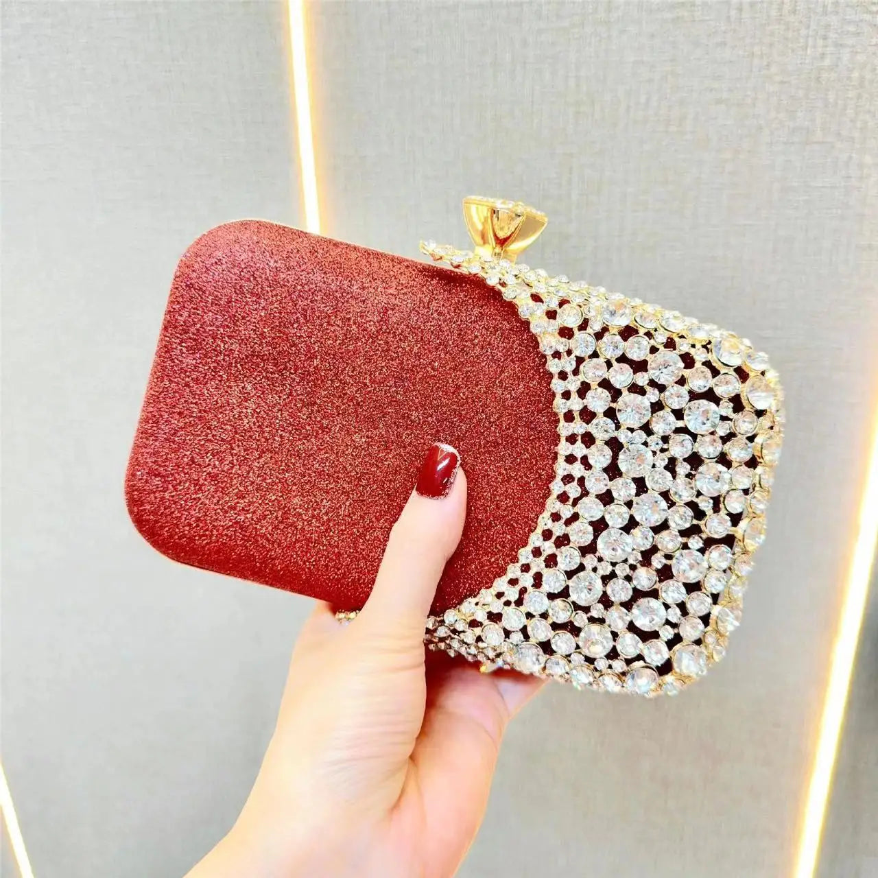 Women's Dinner Wedding Bag Studded Diamond Shoulder Crossbody Sequin Clutch Bag