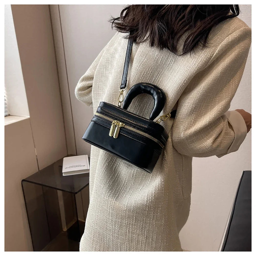 Light Luxury Design Sense Mini Crossbody Bag Korean Solid Oil Wax Leather High-end Texture Handbag Women Simple Small Square Bag