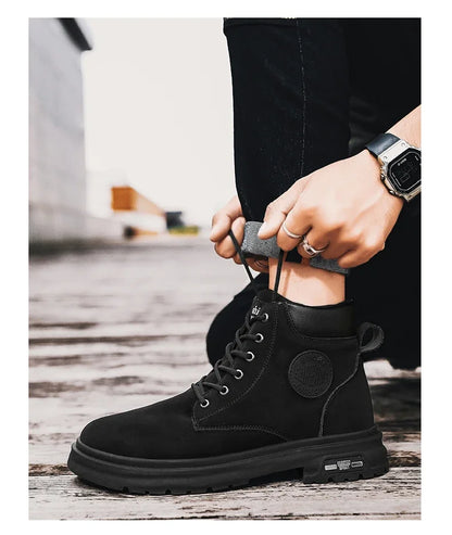 Platform Boots Men Dress Booty Man Men's Leather Winter Shoes Casual Sneakers Men's Safety Shoe Brown Boot High Heel Ankle Boots