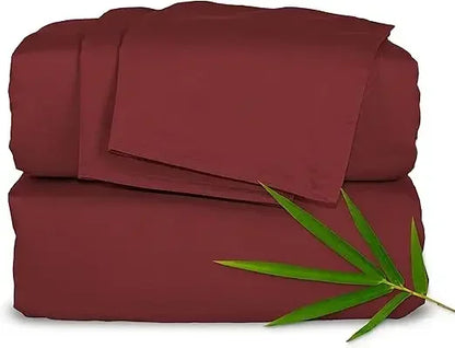 Genuine 100% Organic Viscose Derived from Bamboo Bed Sheet Set, Luxuriously Soft & Cooling, Double Stitching