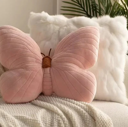 Butterfly Pillow Throwing Pad Short Plush Cushion Cute Girl Pink Toy for Bedroom Sofa Home Decoration Home Textile Cushion