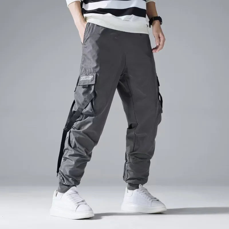 2025 Multi-Pockets Spring Cargo Pants Men Slim Khaki Joggers Streetwear Men Casual Harem Jogging Sports Long Pants Male Trousers