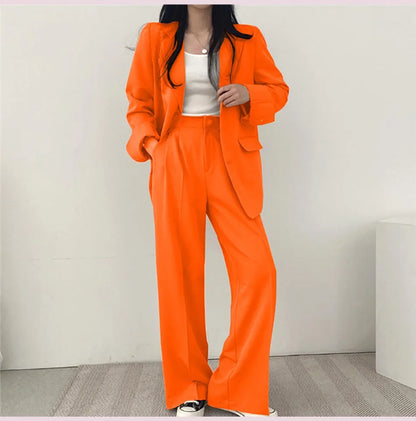 Fashion 2024 Spring and Autumn Small Suit Retro jacket slim 2-piece Set For Women Korean Style Casual Top and Pants Suit