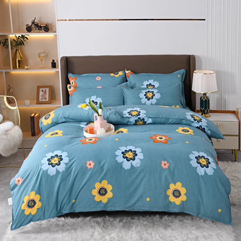 Solstice Bedding Set Duvet Cover Pillowcase Bed Linens Set Triangular Rhombus Printing Quilt Cover Bed Flat Sheet Queen Size