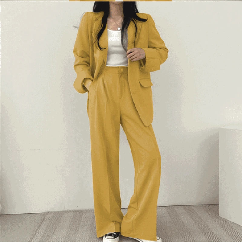 Fashion 2024 Spring and Autumn Small Suit Retro jacket slim 2-piece Set For Women Korean Style Casual Top and Pants Suit