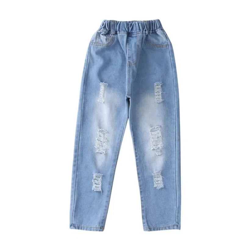 Fashion Children Denim Trousers Teenager Ripped Jeans Kids Hole Pants Casual Kids Clothes For Spring Autumn Hot Boys Girls Jeans