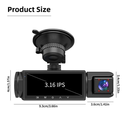 3 caméras Dash Cam 1080P caméra de recul avant et arrière Vision nocturne moniteur de stationnement voiture DVR 3 voies enregistreur vidéo de voiture avec cadeau