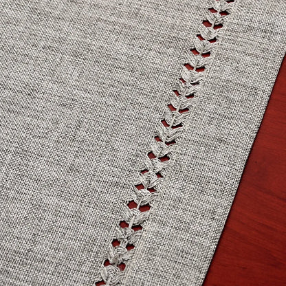 Handmade Hemstitch Gray Dining Table Runner Or Dresser Scarf Rectangular 32x183CM for Family Kitchen Table Runners