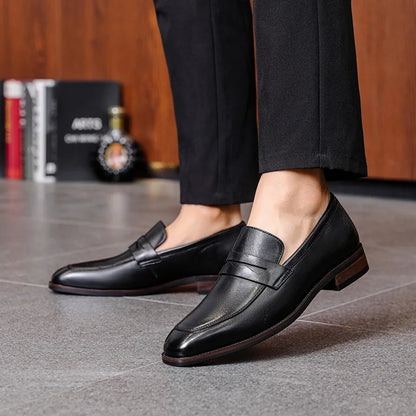 Luxury Slip On Dress Shoes Men Genuine Leather Italian Loafer Shoes For Men Black Brown Brand Formal Oxford Men Casual Shoes