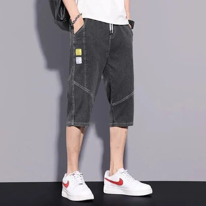 Seven Points Jeans Male 2023 Summer Thin Brand Fashion Youth Straight Leg Loose Plus Size Medium Pants Casual Denim Shorts A3399