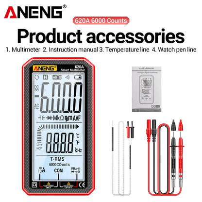 ANENG 620A 6000 Counts Digital Smart Multimeter Transistor Testers True RMS Auto Electrical Capacitance Meter Temp Resistance