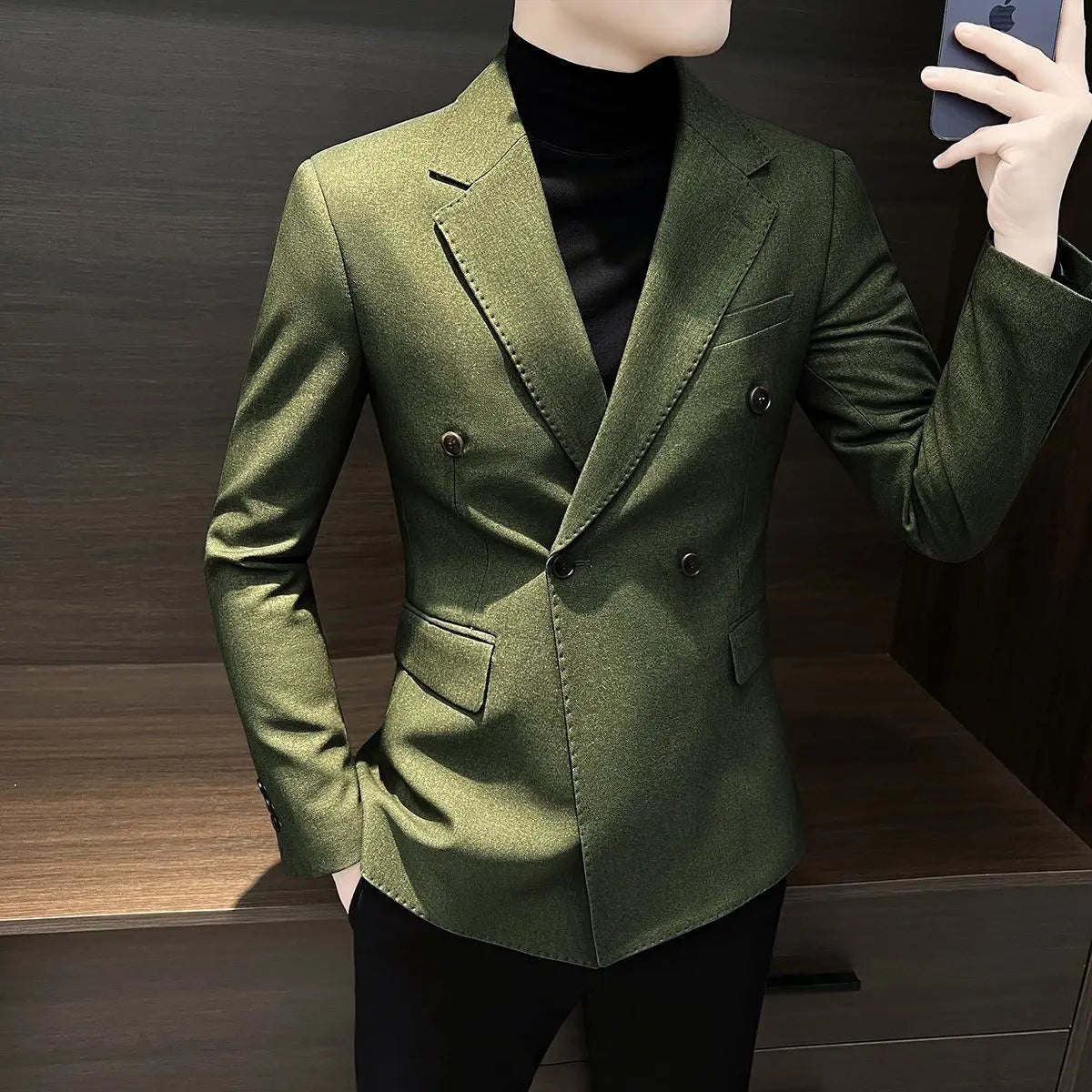 Male Business Blazer Casual Coat Double Breasted Fashion 2024 Vintage New In Men's Suit Dress Jackets Fashionable Single Models