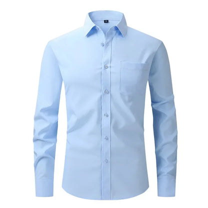 US Size Elastic Shirt New Men's Business and Leisure Long Sleeved Shirt Slim Fit Professional Dress Best-selling Seasonal Style