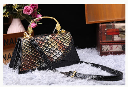 Fashion Brand Genuine Leather Women's Handbags 2024 New Crocodile Pattern Shoulder Crossbody Bag Lady Party Messenger Shell Bags