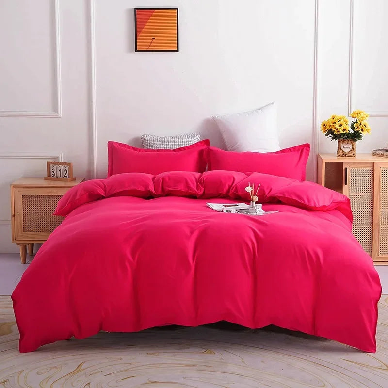 Nordic 3/4Pcs Solid Solor Bedding Set Home Duvet Cover Sheet Quilt Cover AB side Bedroom Decor Queen King Size 150x200 220x240