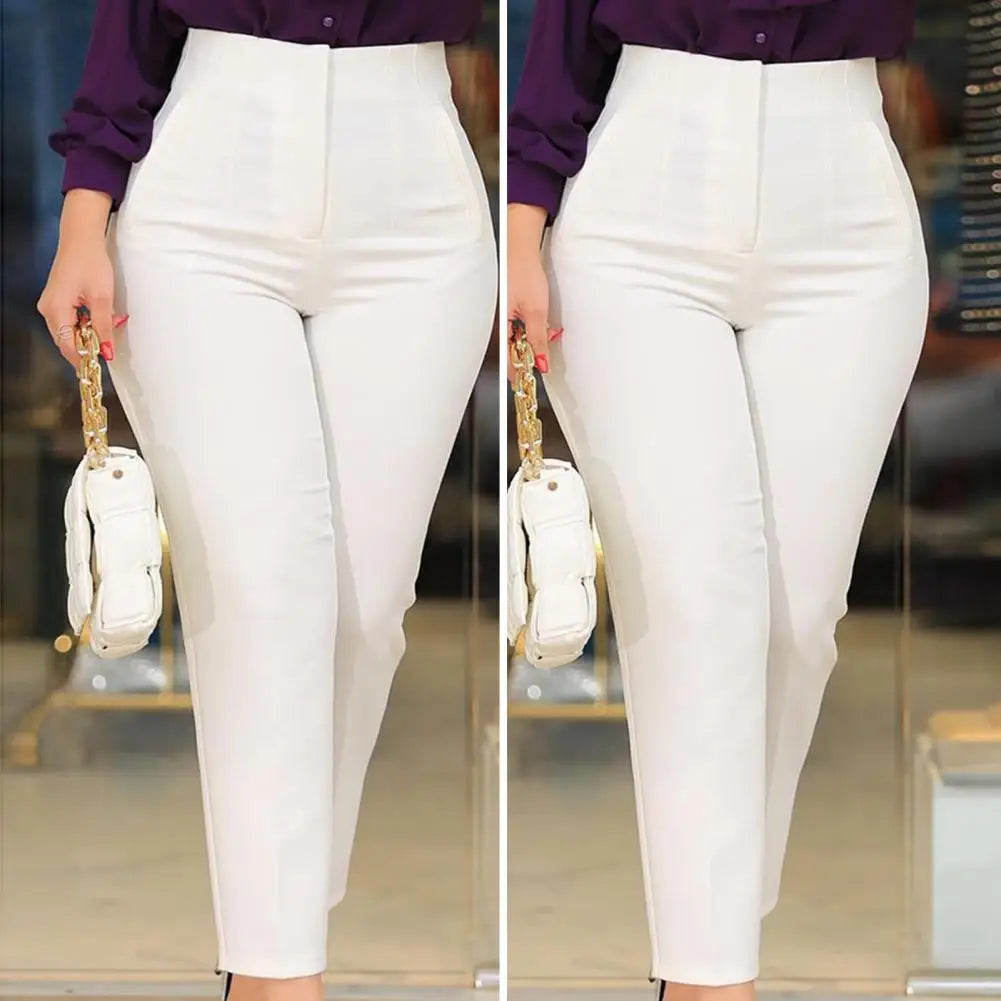 Elegant High Waist Cropped Work Pants for Women Black All-Match Daily Office Formal Wear Fashion Women's Trousers