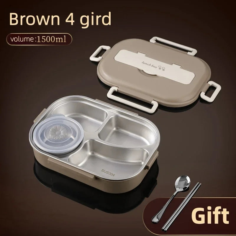 Insulated Lunch Box 304 Stainless Steel Lunchbox Office Worker Students Sealed Portable Bento Microwave Heating Food Container