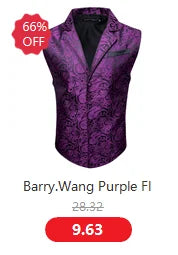 Designer Vest for Men Silk Embroidered Red Burgundy Paisley Waistcoat Tie Pocket Square Set Slim Fit Wedding Suit Barry Wang