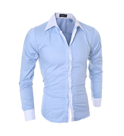 Men Long Sleeve Shirt 2024 Spring Striped Shirts Slim Fit Male Casual Social Patchwork Shirt Turn-down Collar Camisa Masculina