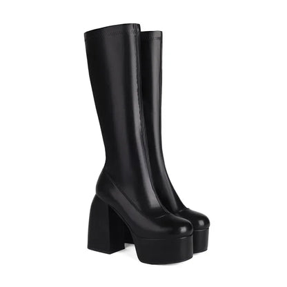 Autumn and Winter New styles fashion High heels Women's boots sexy Round head Ultrahigh heel Elasticity Women boots high 13cm