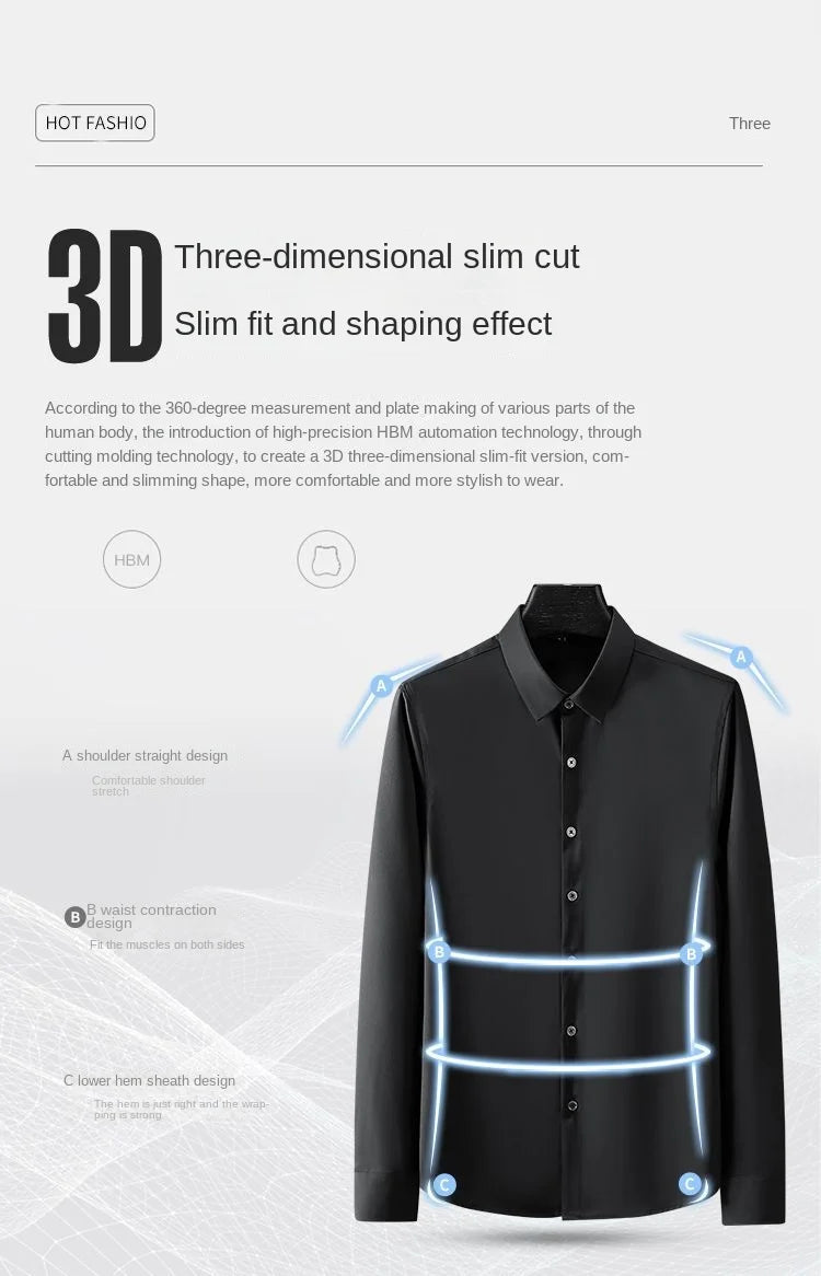 S-5XL Men's Shirt Long Sleeve Non iron Wrinkle Resistant Business Dress High end Professional Casual Suit White Shirt