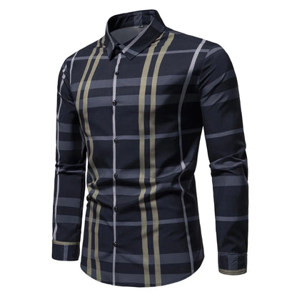 Men's New Spring and Summer Long Sleeve  Shirt Fashion Trend   Stripes Thin Casual Men Clothing  Men Shirts