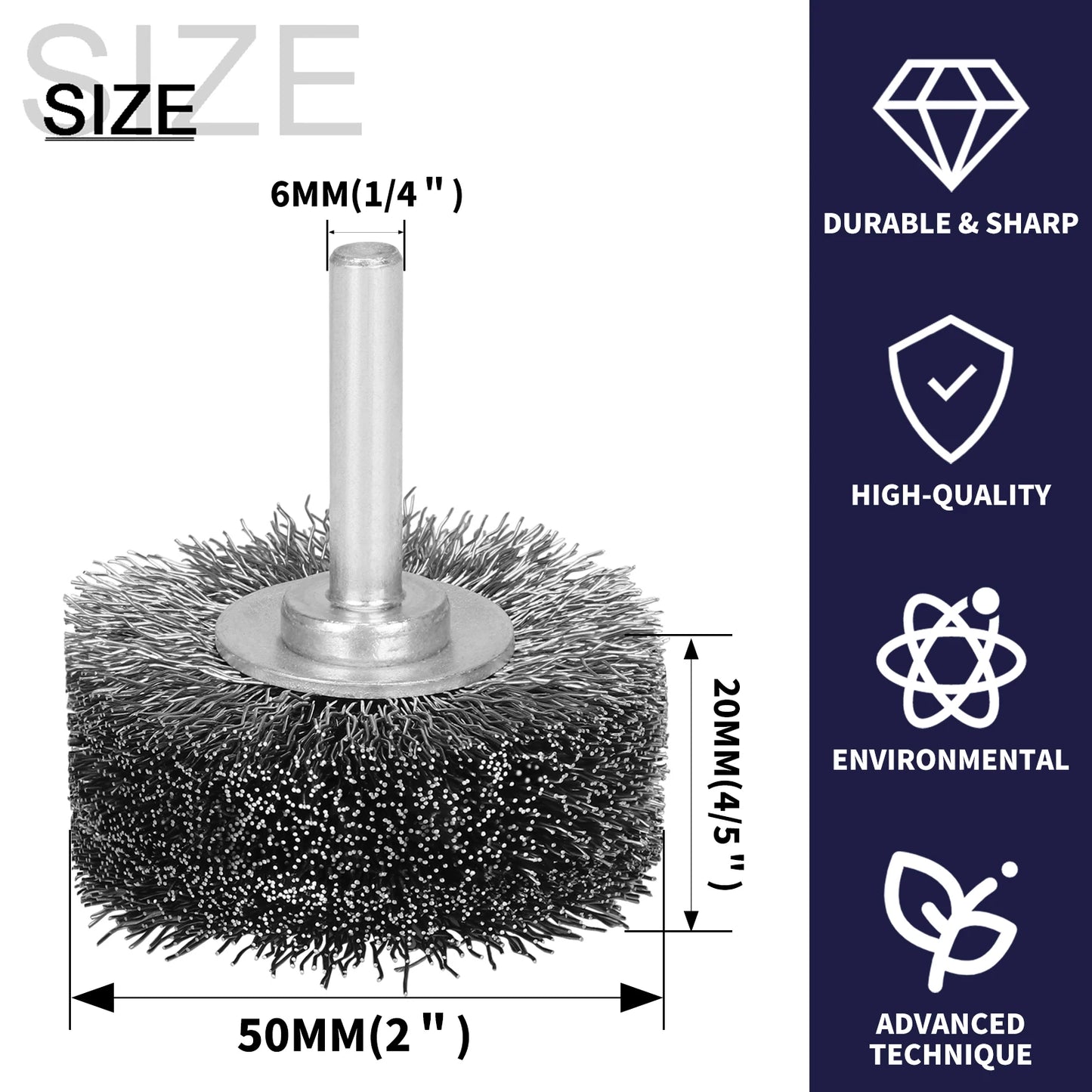 NuoDunco 2" Wire Brush Wheel High Hardness 50mm Stainless Steel Polishing Rotary Tool for Rust Removal Edge Grinding Deburring