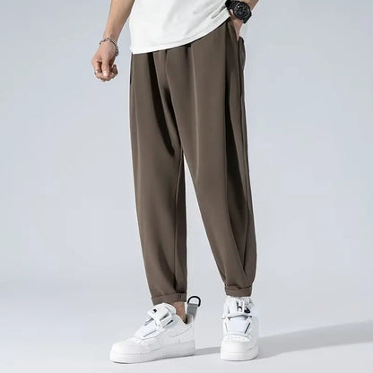 Light mature style autumn and winter new men's wide cut drape straight leg pants