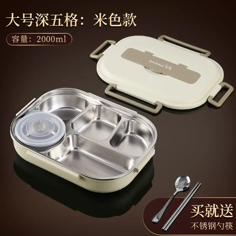 304 stainless steel compartment insulated lunch box office worker students sealed portable bento Microwae Heating food container