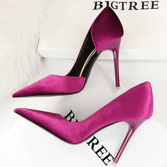 BIGTREE Shoes Purple Women Pumps Design Suede High Heels Sexy Party Shoes Stilettos Lady Heels Luxury Pumps Shoes Large Size 43