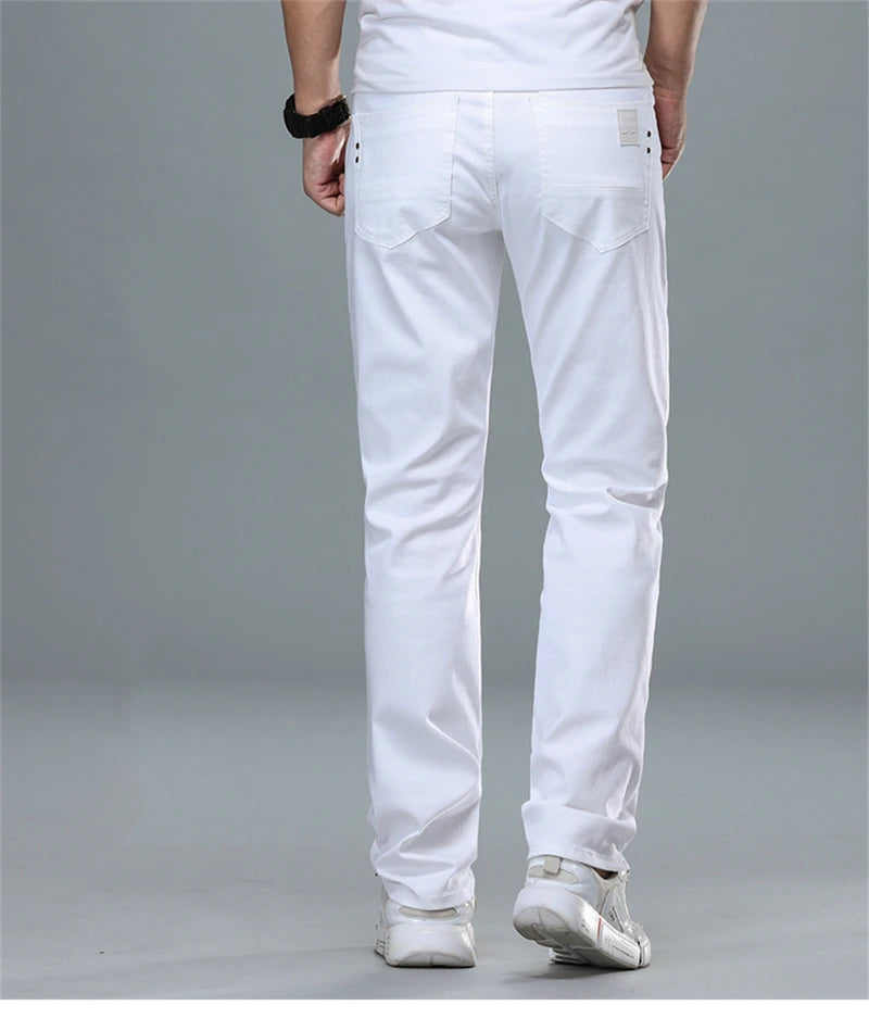 For Four Seasons White Men Jeans Fashion Casual Classic Style Slim Comfortable Denim Trousers Male Brand Advanced Stretch Pants