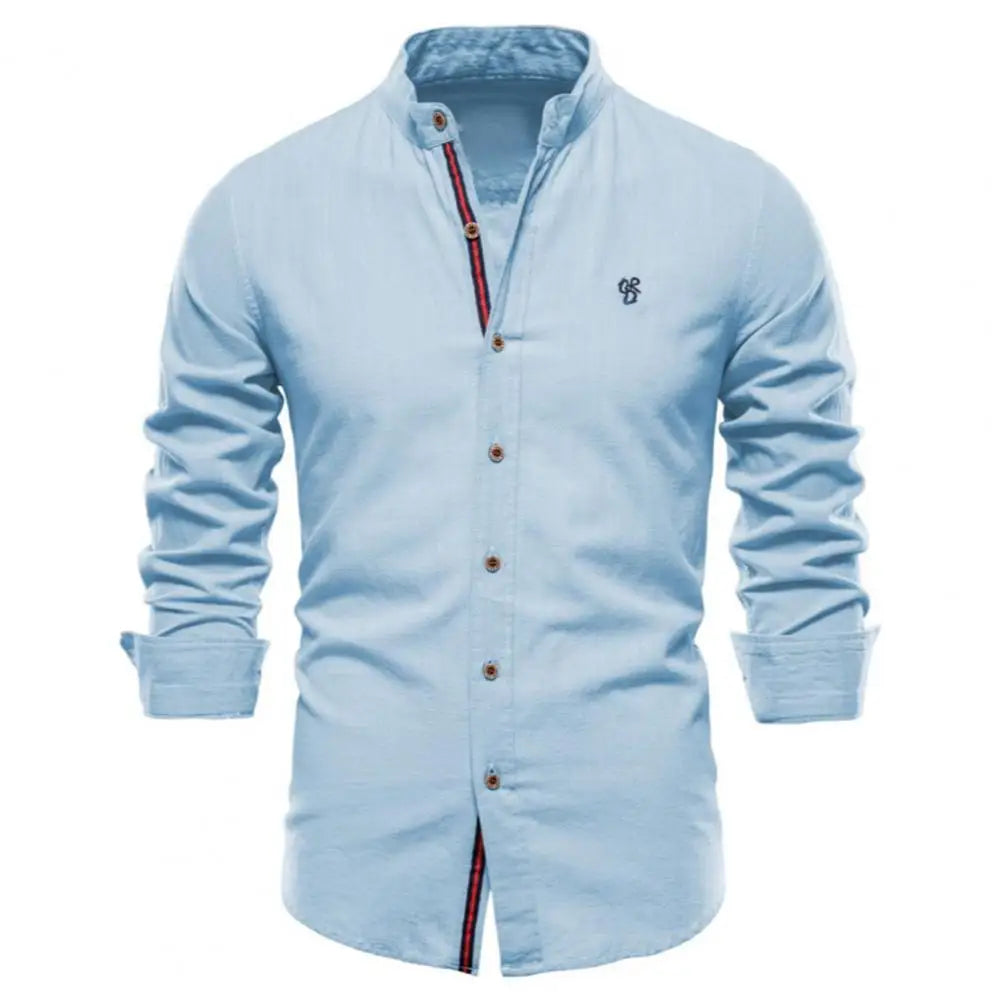 Men's Shirt Slim Fit Cotton Blend Long-Sleeved Stylish Breathable Easy-Care Summer Autumn Men's Shirts