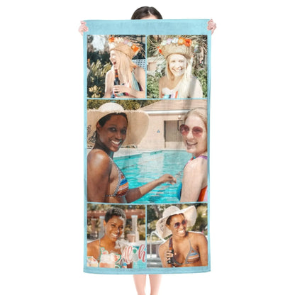 Custom Beach Towel with Photos Personalized Picture Bath Pool Towel Customized Gifts for Boys Girls Teens Birthday Father's Day