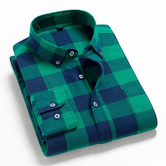 2022 New Men Plaid 100% Cotton Spring Autumn Casual  Long Sleeve Chemise Homme Male Check Shirts