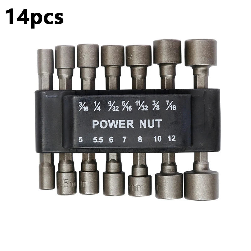 14pcs Strong Sleeve Auto Repair Air Batch Sleeve Head Cross Universal Nut Rotary Tool Set