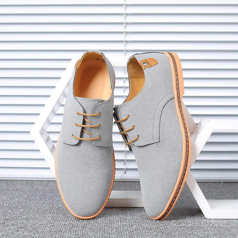 2023 Spring Suede Leather Men Shoes Oxford Casual Shoes Classic Sneakers Comfortable Footwear Dress Shoes Large Size Flats