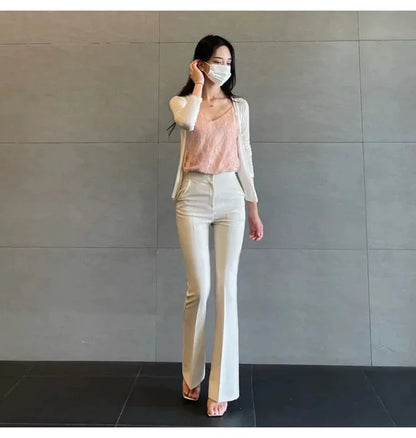 WOMENGAGA Fashion Sexy Pants Korea Slim High Waist Sexy Slightly Slim Casual Pants For Women Elegant And Mature Women D45B